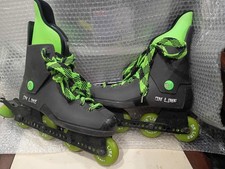 ON LINE Inline Skates Black Green Adjustable Frame Men  s Size 9  10 Used