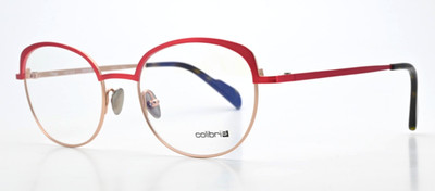 COLIBRIS Glasses Thea col 12.3 Metallic Red Panto Oval Cat Light Titanium...