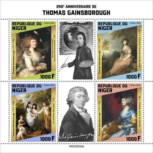 Niger - 2022 Painter Thomas Gainsborough - 4 Stamp Sheet - NIG220243a - Picture 1 of 1