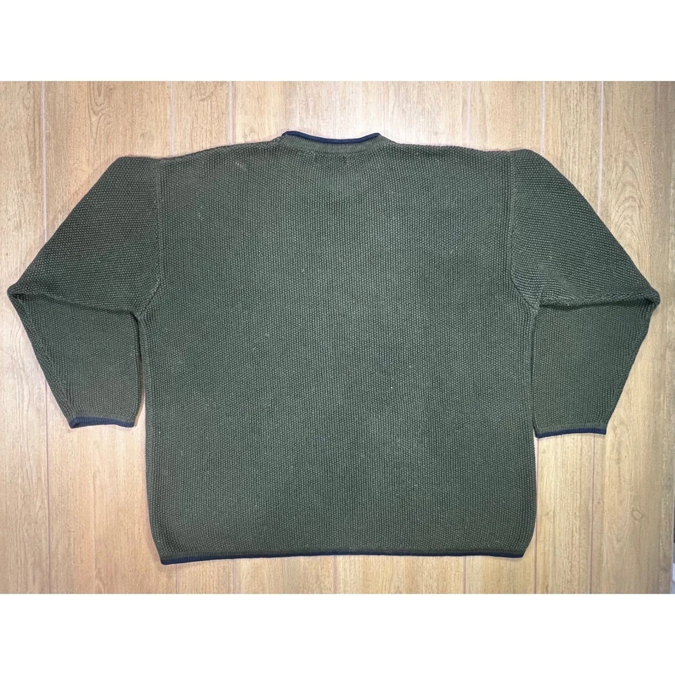Vintage Structure Mens XL Olive Green Ramie Cotton Textured Knit sweater - Image 2 of 4