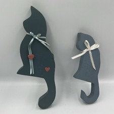 2 Vintage Wooden Cats Door Window Topper Whimsical Cottage Country Core