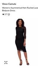 Vince Camuto Women's Asymmetrical-Hem Ruched Lace Bodycon Dress Size 4