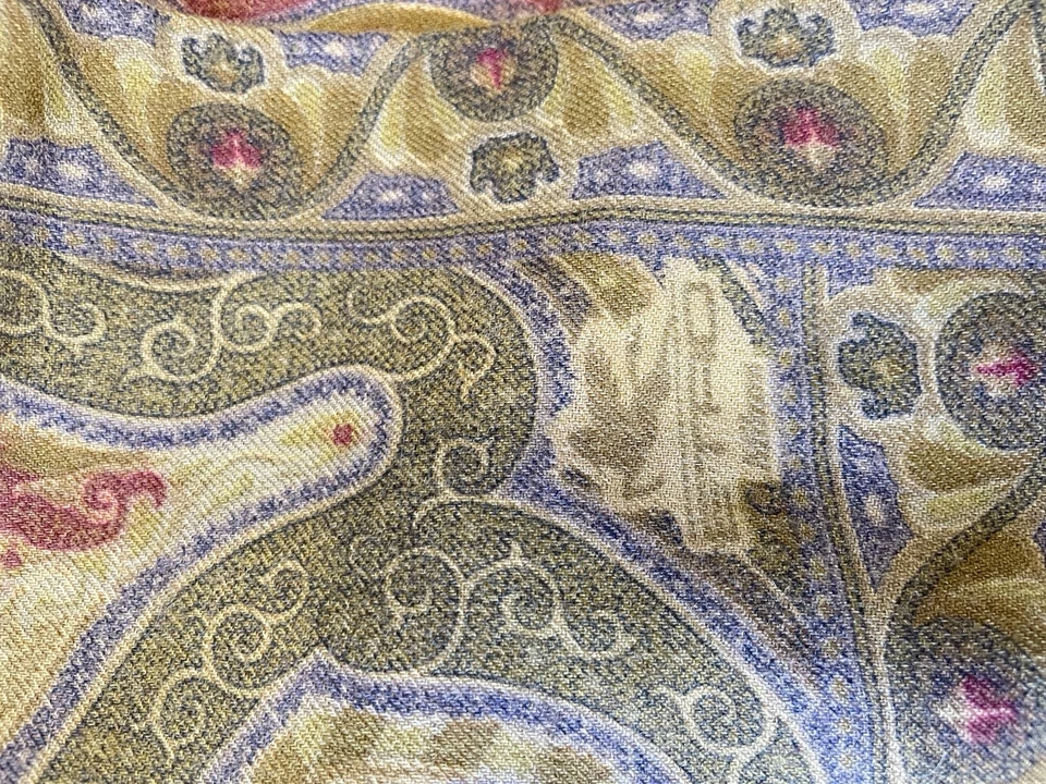 Y9# Etro Paisley Wool Silk Scarf Shawl Vintage Multicolor Fringe Made in Italy - Image 4 of 4