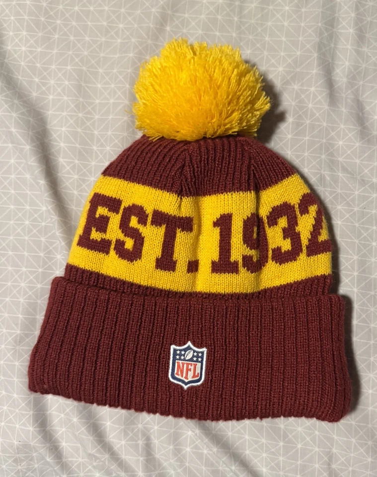 NFL Washington Commanders Knit Beanie pom New Era Fleece Lining football team - Image 2 of 4