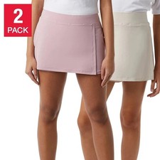32 Degrees 2-Pack Everyday Skort Girls XS 5/6 Pink Wrap Front Elastic Band