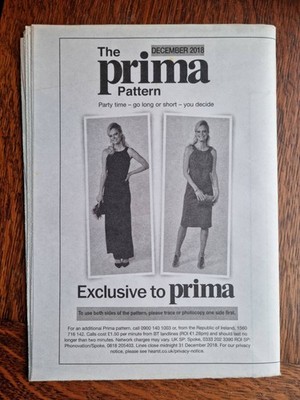 Prima Create and Craft Schnittmuster: Dezember 2018: Party Time Kleid - lang oder kurz