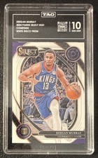 2024 Panini Select WHITE DISCO PRIZM/75 Keegan Murray / TAG 10 GEM MINT / 35/75