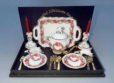 MINIATURE DOLLHOUSE 1:12 SCALE REUTTER ROSEBAND DINNER SET - 1.373/8