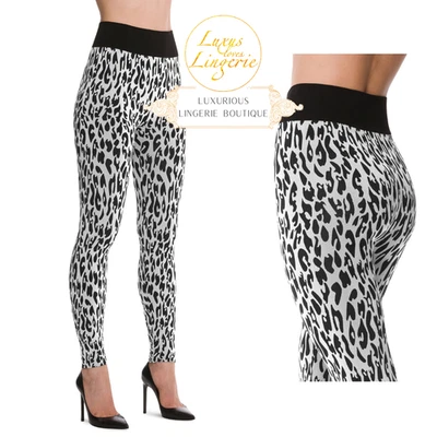 Leggings LEO Par Wolford XS Sugar Swizzlr Noir Pantalon Avec Design Animal - Photo 1/4