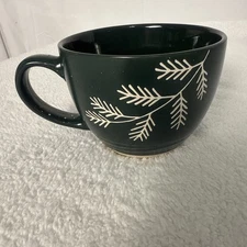 Green PEPPERMINT & PINE Large Coffee/Soup Mug Cup Pine Branches