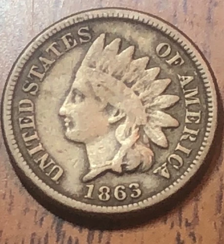 Indian Head Cent 1863, Hard To Fine Date, Get (1) This Actual Coin Nice D001