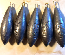 5 x 5oz Beach Bomb Lead fishing weights brass eyelets