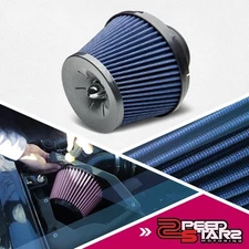 3" HIGH FLOW SHORT RAM/COLD AIR INTAKE ROUND FUNNEL BLUE RUBBER FILTER+CLAMP