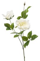 Artplants Kunst Zweig Rose Xavorn, Weiß, 80Cm