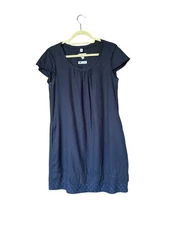 Malvin I Love Linen Women's Size Medium Blue Shift Dress Pockets Cap Sleeve