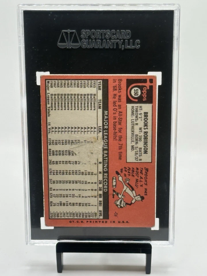 Tarjeta autografiada de Brooks Robinson Topps #550 1969 - Certificada por SGC Auto HOF Oriole Foto 2 de 2