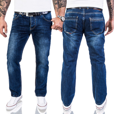 Lorenzo Loren Herren Jeans Designer Jeans Herrenhose Dunkelblau Stonewash LL-328