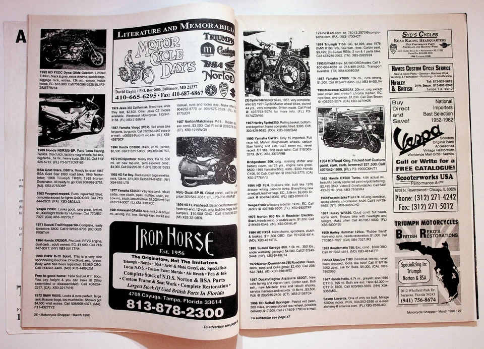 1996 March Motorcycle Shopper Buy Sell Trade Parts Clubs Classified Ad Magazine - Image 3 of 4