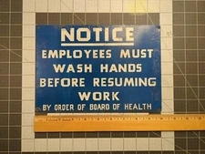 Vintage New York State Board Of Health Hand Wash Sign