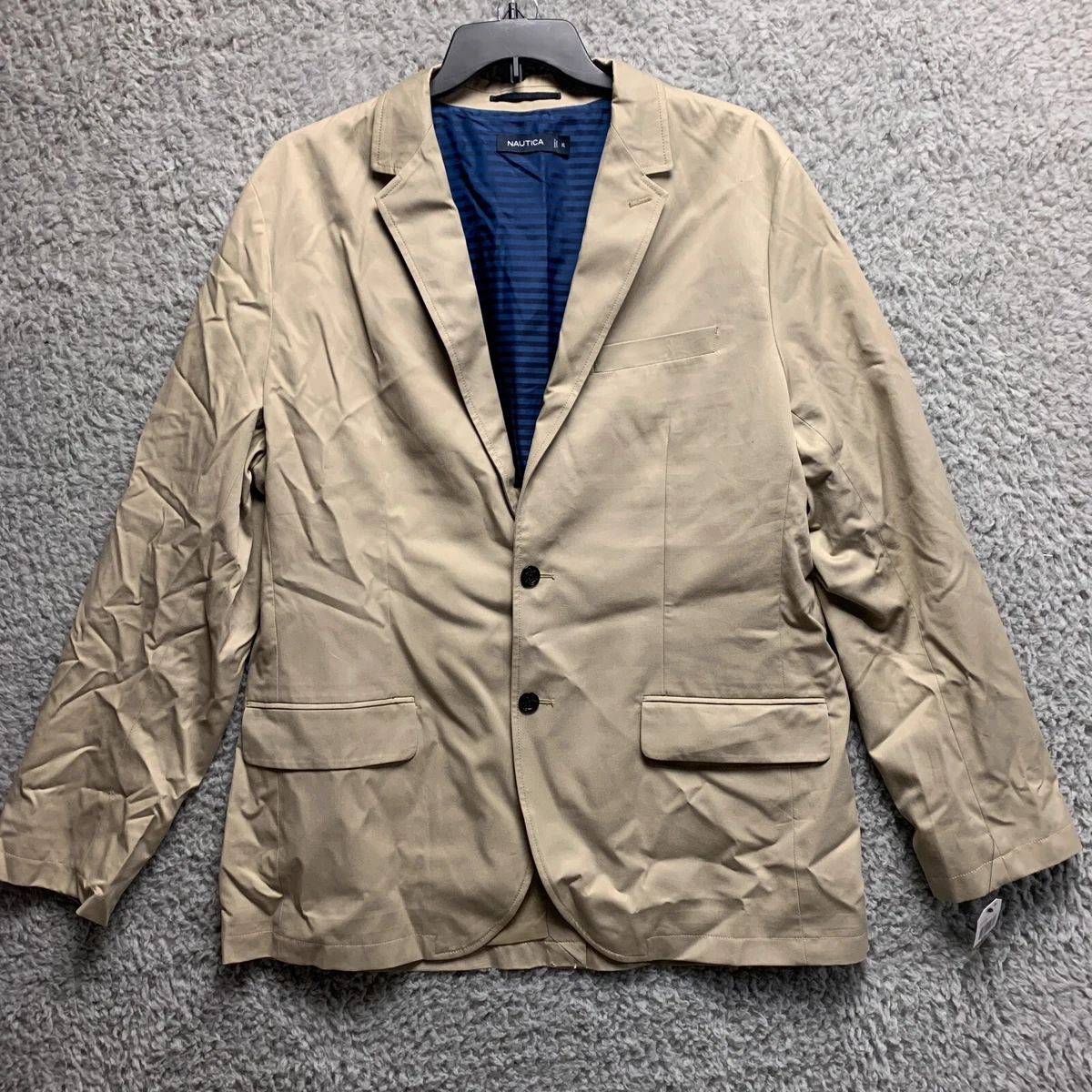Nautica Mens Suit Jacket M Medium Beige Beach Sand Tan 2 Button