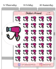 Hair Dryer Icon Planner Sticker, Blow Dryer Sticker, Calendar & Journal Sticker
