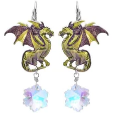 KIRKS FOLLY DRAGON'S HOLIDAY SNOWFLAKE LEVERBACK EARRINGS SILVER TONE