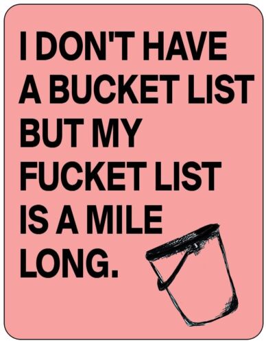 Funny Banter Fucket Bucket List Pub She Shed Kitchen Office UK Metal Plaque Sign - Foto 1 di 2