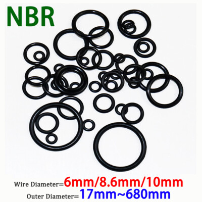 Oil Resistant Seals Washer 6/8.6/10mm O-Ring NBR Rubber Corrosion Resistant Wear