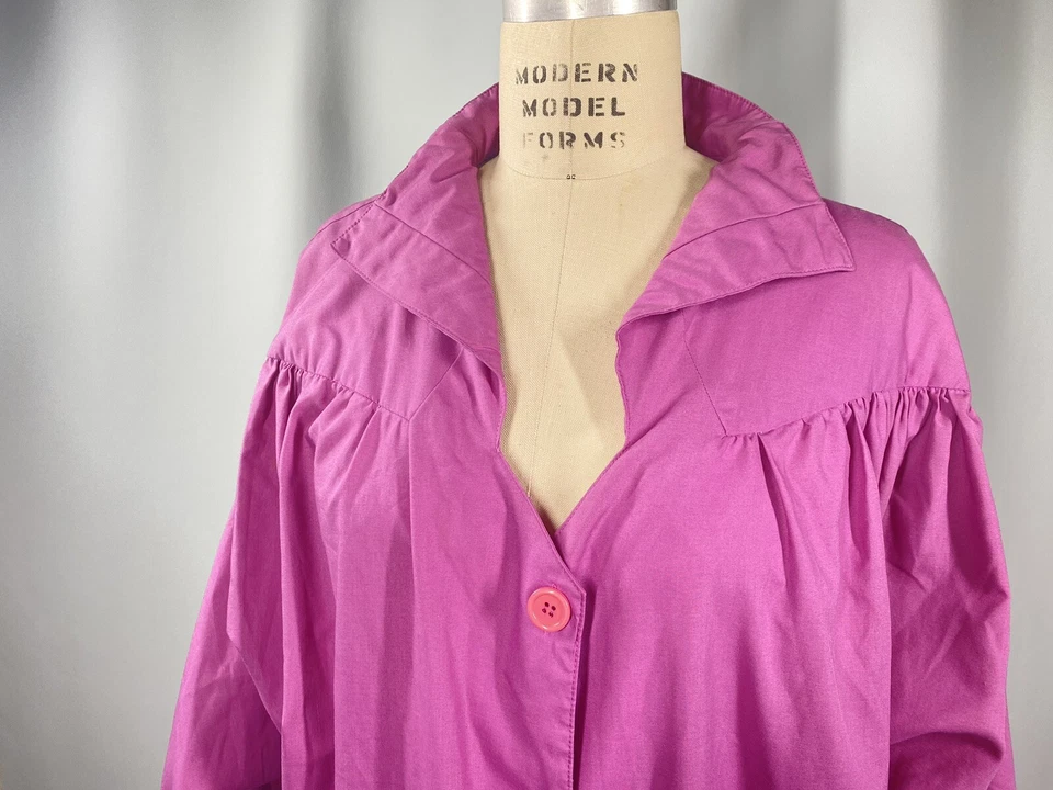 Винтажное платье плюс женщин размер 28 30 4XL фиолетовый рубашка талии 80-х хлопок ретро - Изображение 2 из 4