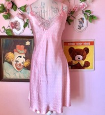vintage y2k pink polka dot silk slip dress M/L