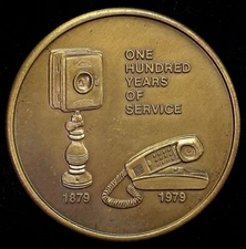 1979 Southern Bell Centennial Century of Service Telephone Medal Bronze 40mm