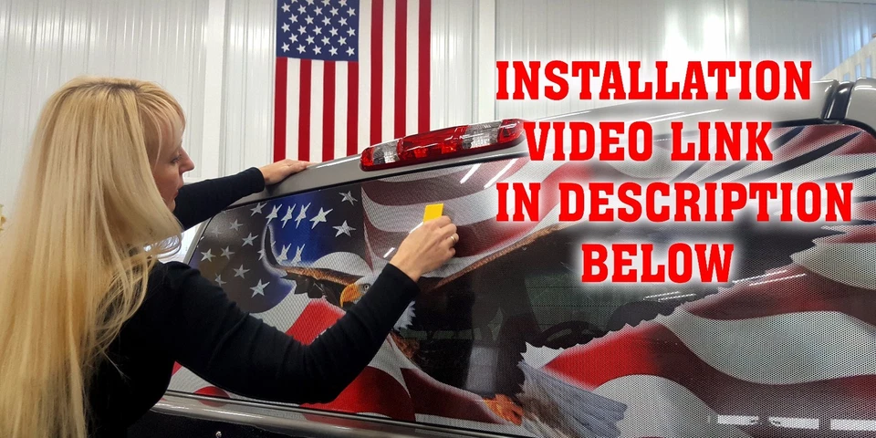 BANDERA AMERICANA CAMIONETA PICK-UP BLANCO Y NEGRO VENTANA TRASERA CALCOMANÍA GRÁFICA PERFORADA Foto 3 de 4