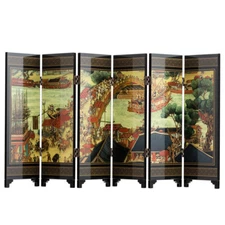 6-Panel Traditional Chinese Art Screen Mini Lacquered Dividers L18.5in x H9in