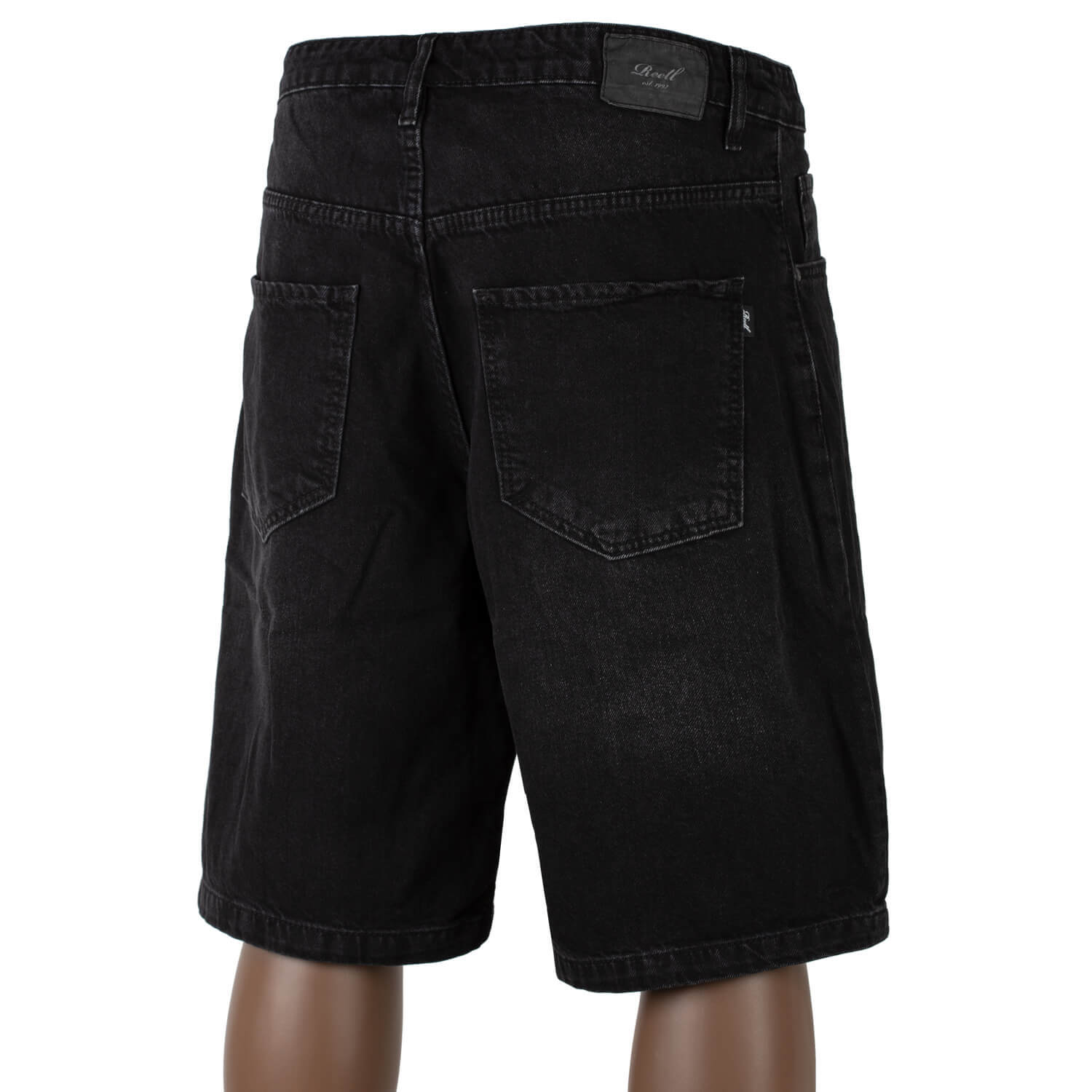 Короткие черные джинсовые шорты свободного кроя из плотной джинсовой ткани Reell с 5 карманами