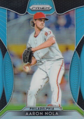 AARON NOLA PRIZM CAROLINA BLUE REFRACTOR PRIZMS PHILLIES #191 2019 19 PANINI