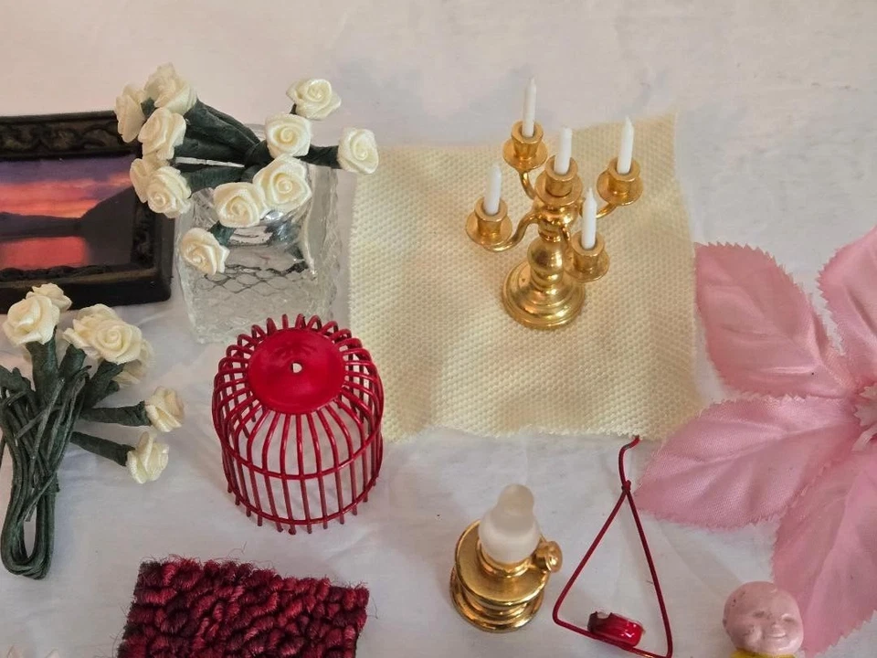 Lote de 50+ bandejas de comestibles de cocina de colección lámpara de aceite candelabro flores etc. Foto 3 de 4