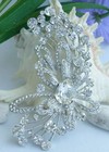 Clear Rhinestone Crystals Pendant 04621C1 4.13" Wedding Bridal Flower Brooch Pin