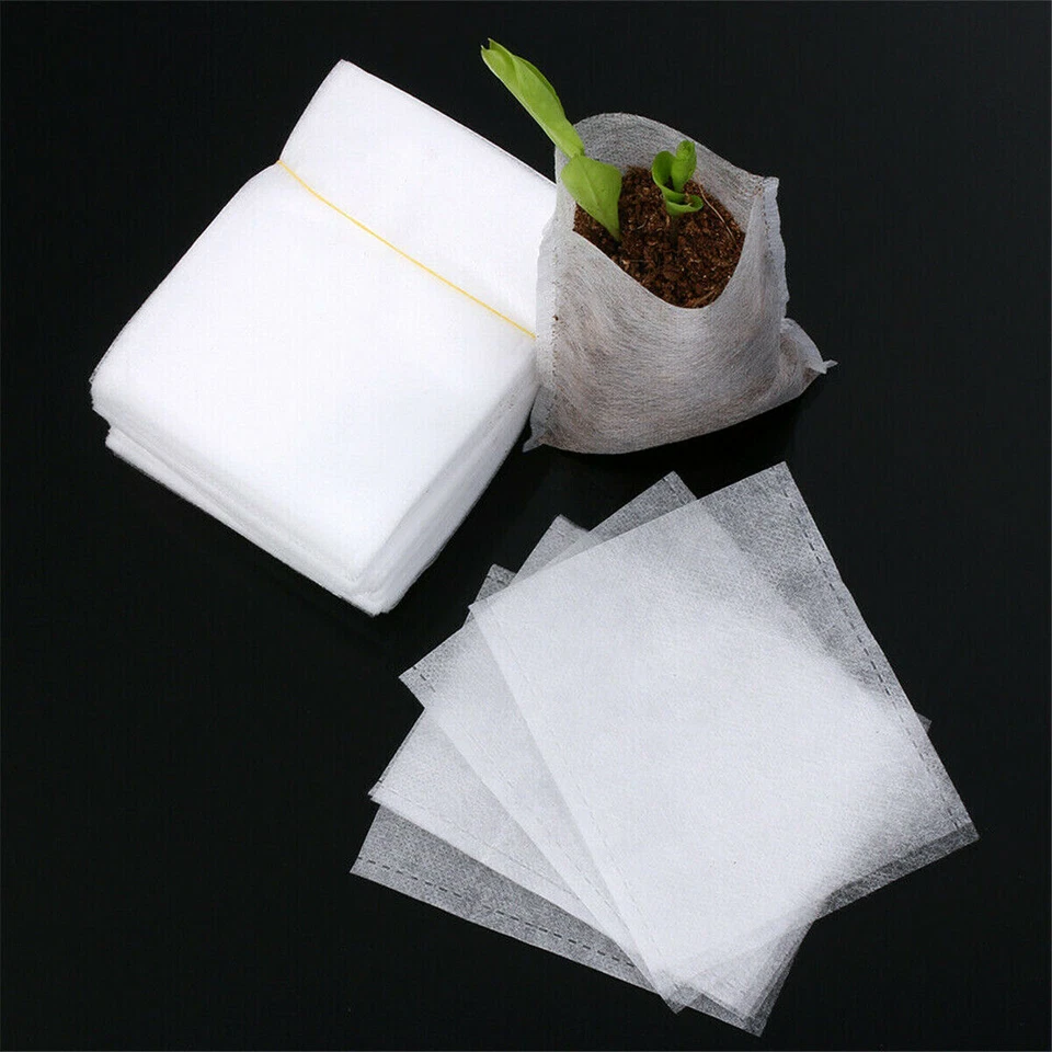100x Biodegradable Non-woven Nursery Bag Pot Plant Grow Bags Fabric Pots Pouches - Image 2 of 4