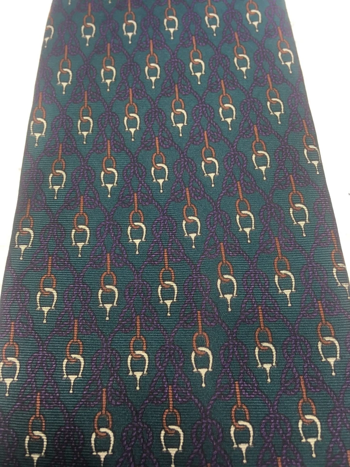 BERT PULITZER CORBATA HOMBRE VERDE CON MORADO Y DORADO 4 X 59 Foto 3 de 4