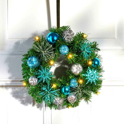 Künstlicher LED Tür Weihnachtskranz Ø 30 cm Blau Advent Wandkranz Türkranz Kranz