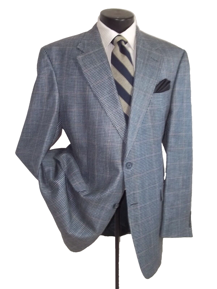 Burberry Blue Check/ Plaid 2 Buttons Wool Jacket, Sports coat 46L eBay