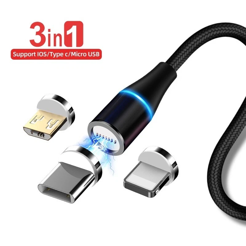 3 In 1 Magnetic 3A Fast Charging USB Cable Phone Charger IOS Micro USB Type-C - Image 4 of 4