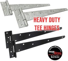 PAIR OF MEDIUM TEE HINGES | GALVANISED OR BLACK | 14" 16" 18" FIXINGS