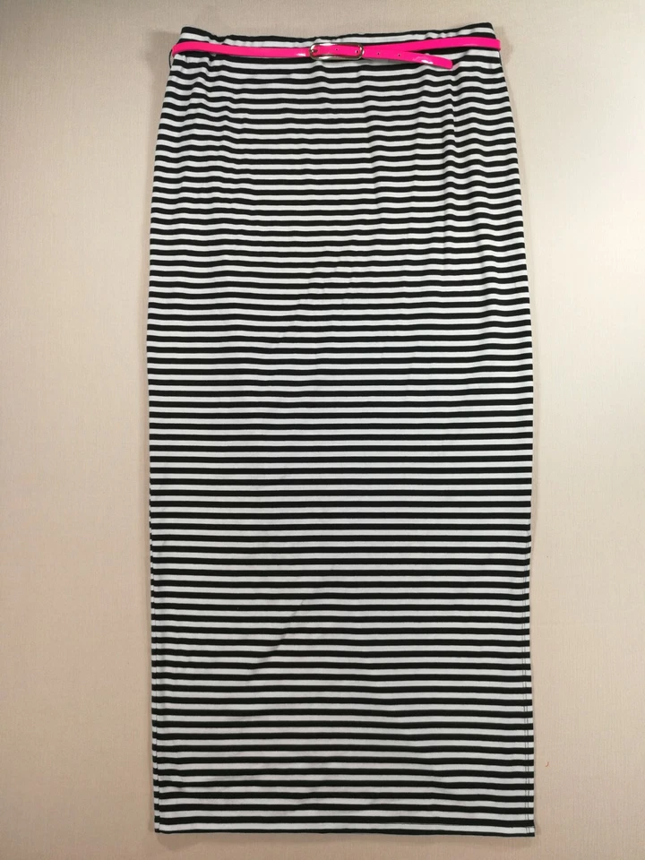Maxi falda lápiz tejido dividido lateral cinturón a rayas para mujer - MOSSIMO negra/blanca L Foto 2 de 4
