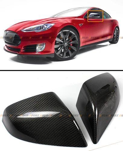 FOR 2012-20 TESLA MODEL S DIRECT ADD-ON REAL CARBON FIBER SIDE MIRROR COVERS CAP