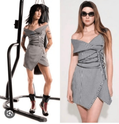 Miaou Black & White Celestial Minidress in Ondine Gingham Size XS NWT$495