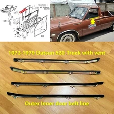 Door belt line weatherstrip rubber seal short for Datsun Truck 620 with vent