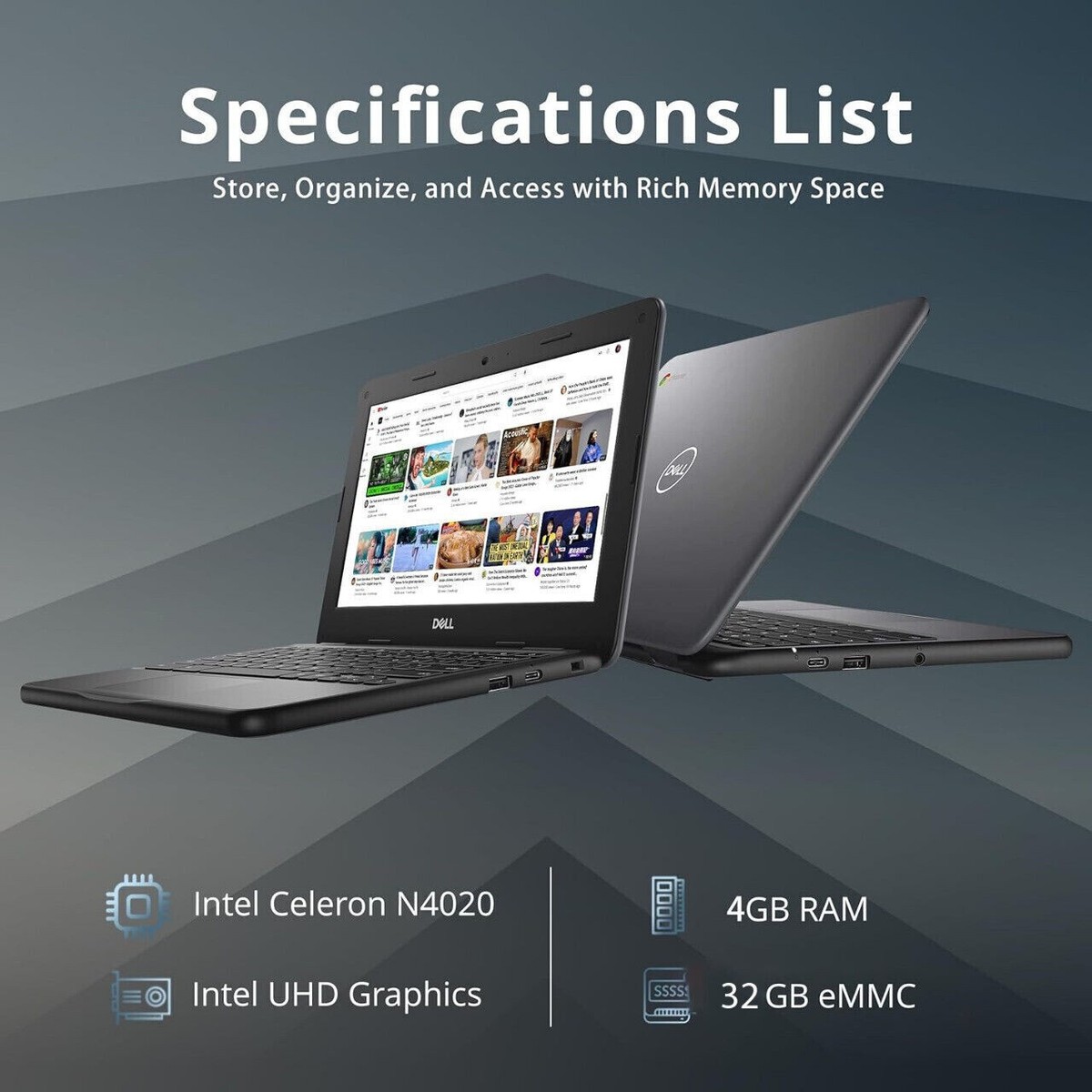 Dell Chromebook 11 3100 Dual USB-C Non-Touch 4GB 32GB Black &ndash; Renew Electronics