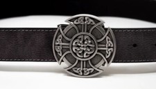 Celtic Cross Satin Belt Buckle Pewter Belt Buckle
