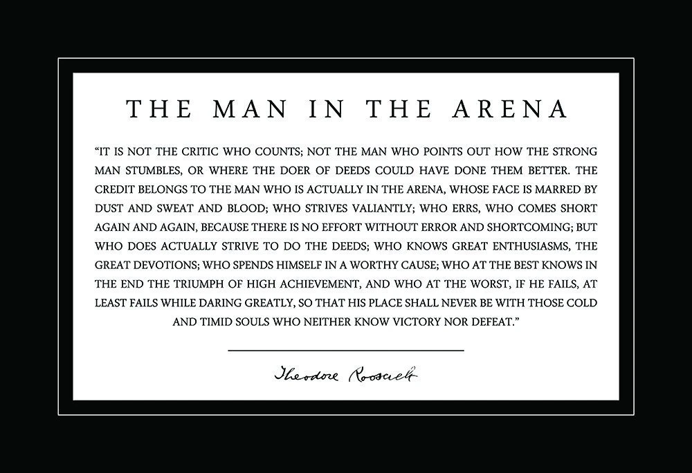 Theodore Teddy Roosevelt the Man in the Arena 13x19 Poster With Black Border